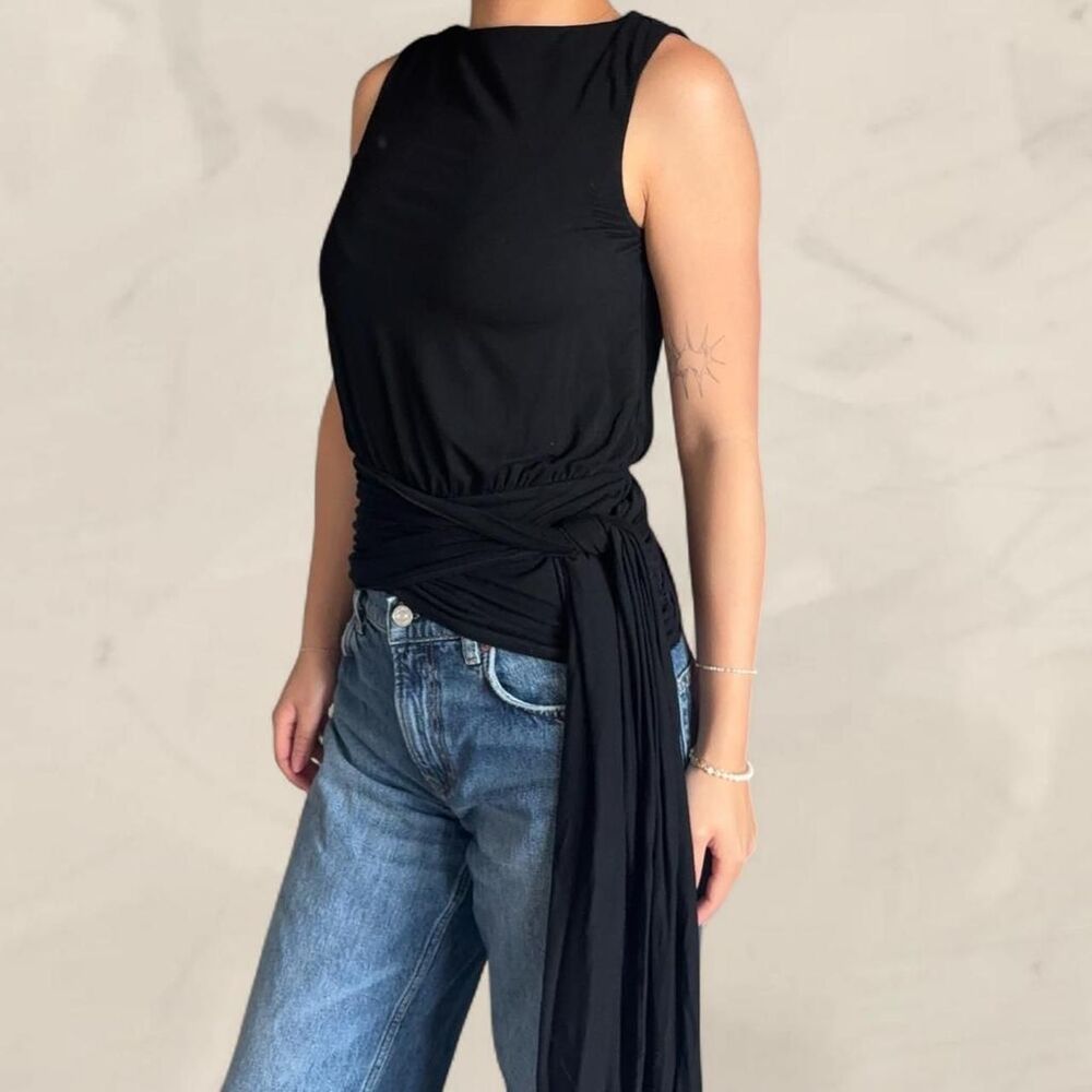 All the Ways draped top design side tie size small